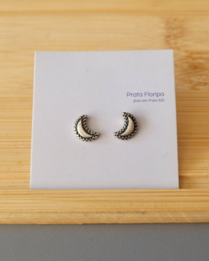 Brinco Lua Crescente em Prata Bali 925 Texturizada – Prata Floripa