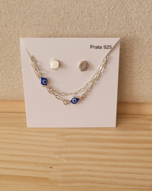 Conjunto Kit Prata 925 Olho Grego Proteção com Colar e Brincos Geométricos – Prata Floripa (cópia)